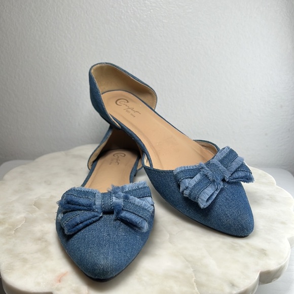 Women’s Comfort by Predictions denim flats with bow fringed accent, size 8 M - Picture 10 of 12